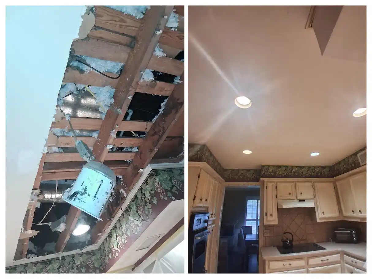kitchen ceiling repaired after water damaged it
